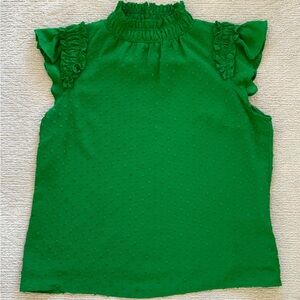 CeCe Vibrant Green Textured Top (M)